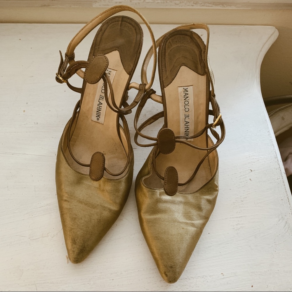 Manolo Blahnik Vintage gold heels EU37.5 - Picture 3 of 8
